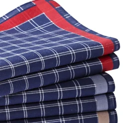 Becquet Mouchoirs petits carreaux fond bleu marine - Lot de 6< Mouchoir En Tissu|Les Matières