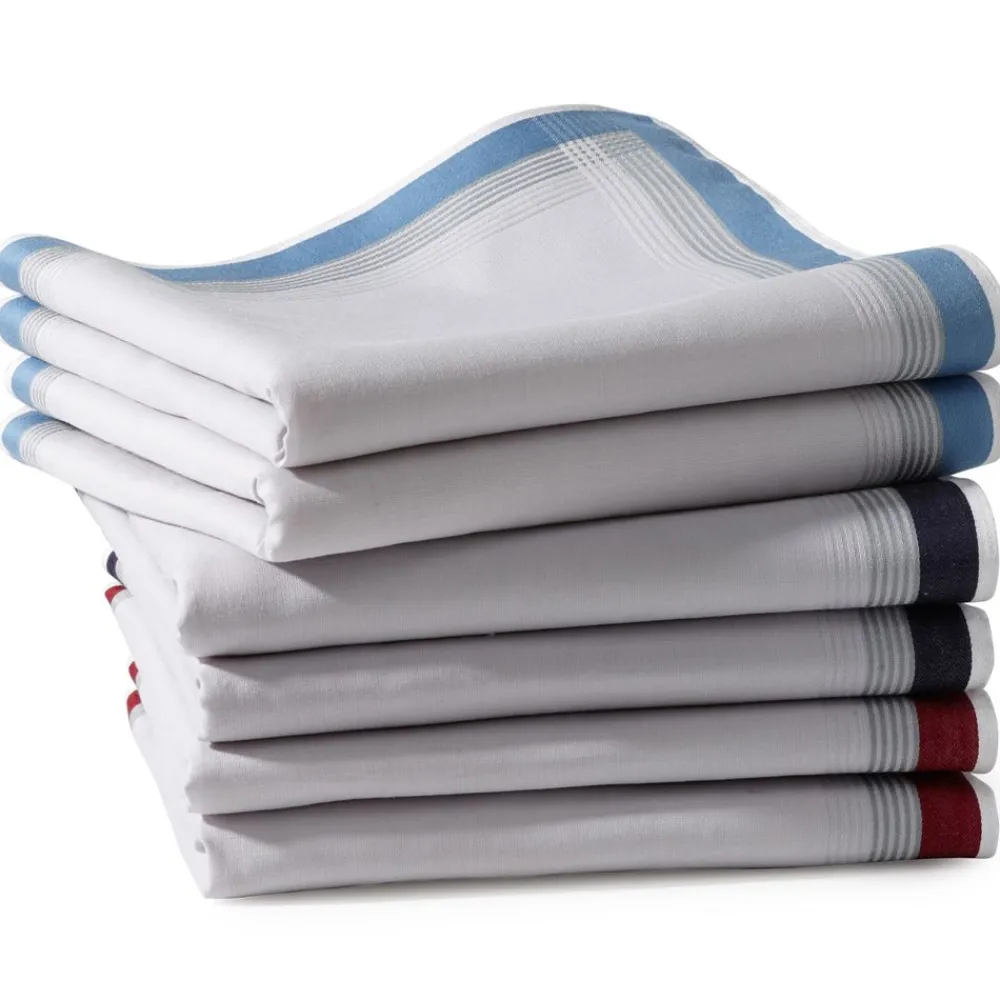 Becquet Mouchoirs tissu coton jumel bande encadrée - Lot de 6< Mouchoir En Tissu|Les Matières