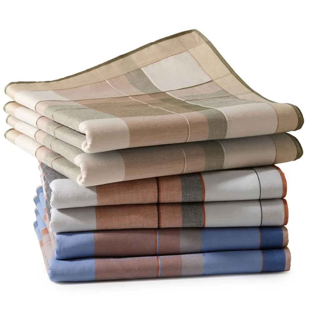 Becquet Mouchoirs tissu coton jumel grand carreaux - Lot de 6< Mouchoir En Tissu|Les Matières