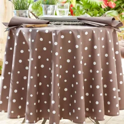 Becquet Nappe coton enduit à pois - CRÉATION< Toile Cirée|Les Matières