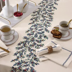 Becquet Nappe coton lavé motif feuillage< Les Matières