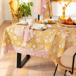 Becquet Nappe coton traitée antitache imprimé fleurs/mosaïque - CRÉATION< Nappe Fantaisie