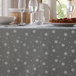 Becquet Nappe effet chiné imprimé flocons< Nappe Fantaisie