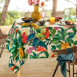 Becquet Nappe en coton antitache motif tropical< Nappe Fantaisie|Les Matières