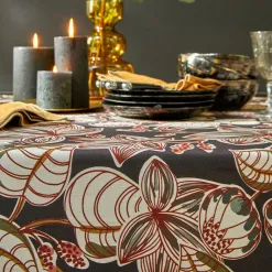 Becquet Nappe motif imprimé feuillage contemporain - CRÉATION< Nappe Fantaisie