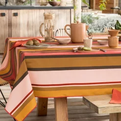 Becquet Nappe polycoton enduit rayé - CRÉATION< Nappe Tissu Au Mètre|Les Matières