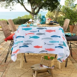 Becquet Nappe polyester motif poissons< Nappe Fantaisie