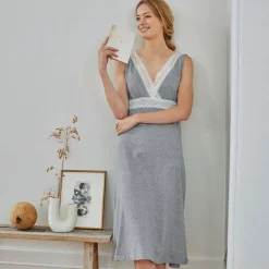 Becquet Nuisette empiècement dentelle en maille jersey<Femme Pyjama Femme|Les Matières