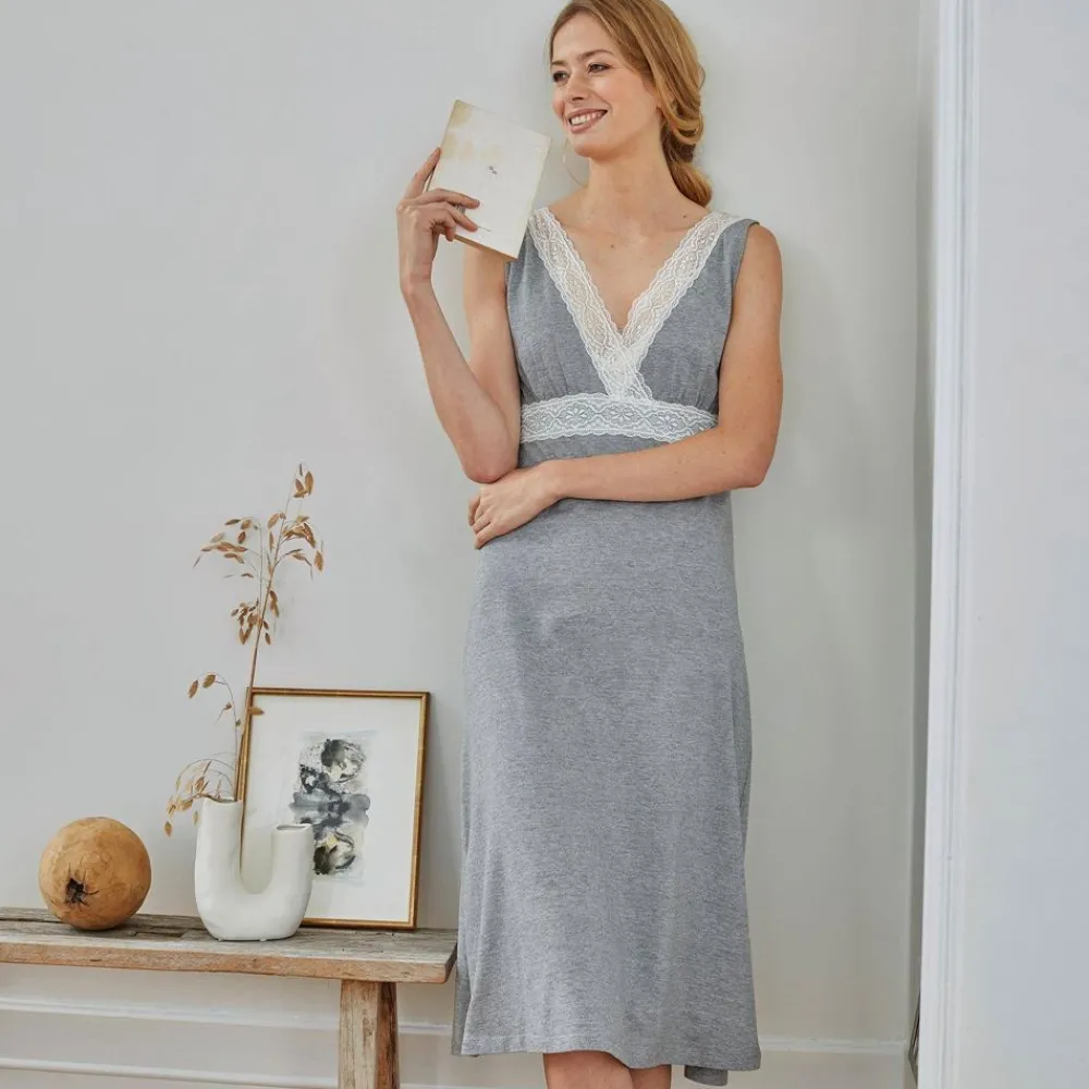 Becquet Nuisette empiècement dentelle en maille jersey<Femme Pyjama Femme|Les Matières