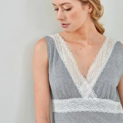 Becquet Nuisette empiècement dentelle en maille jersey<Femme Pyjama Femme|Les Matières