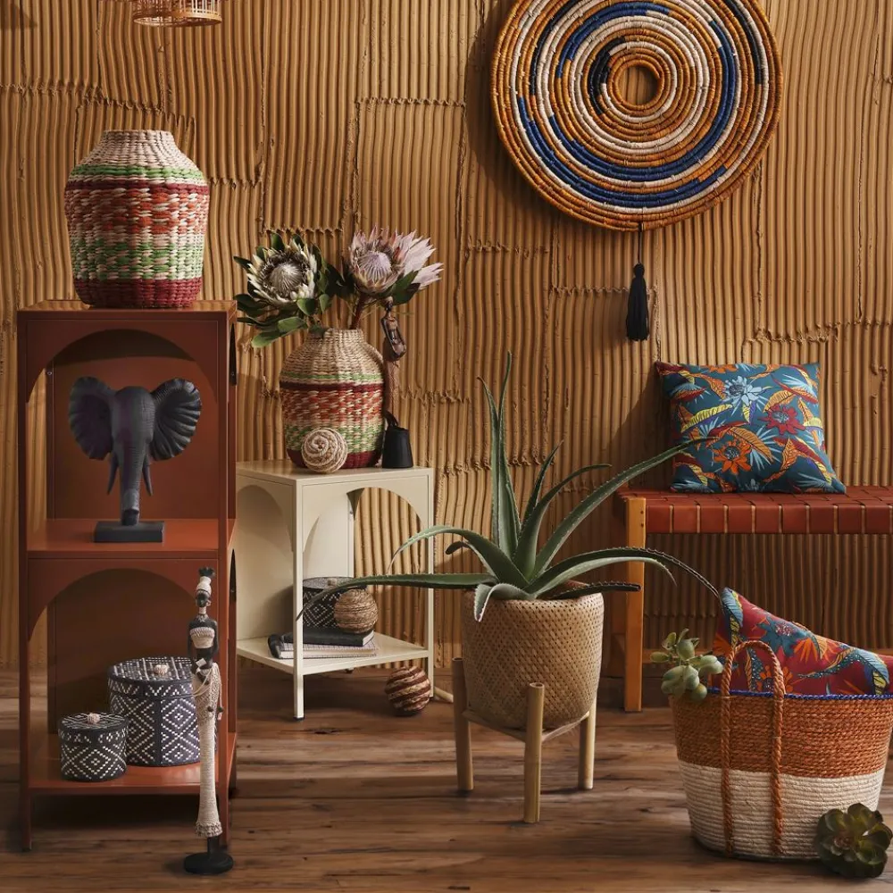 Becquet Panier tricolore en jacinthe d'eau< Boîte, Panier|Décoration