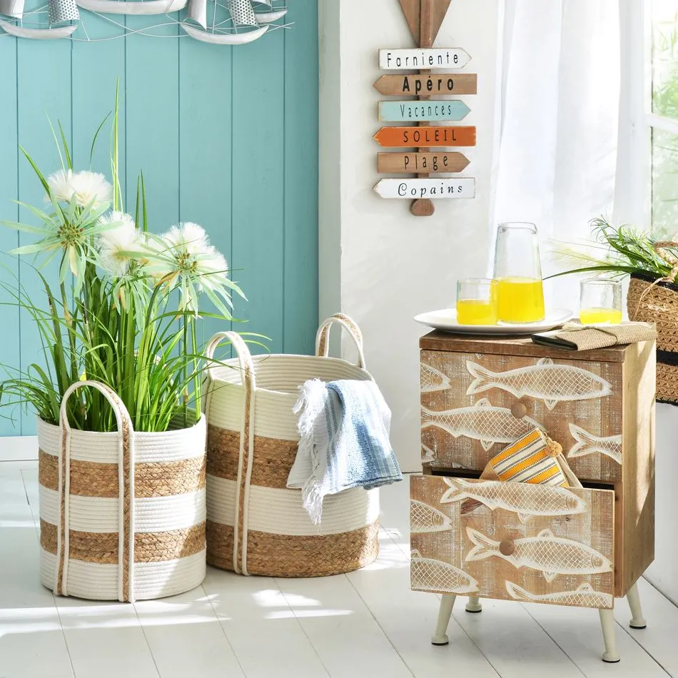 Becquet Paniers bicolores tressés - Set de 2< Rangement, Gain De Place|Boîte, Panier