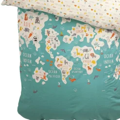 Becquet Parure de lit enfant 2 pièces carte du monde et animaux<Enfant Univers Des Garçons|Univers Des Filles