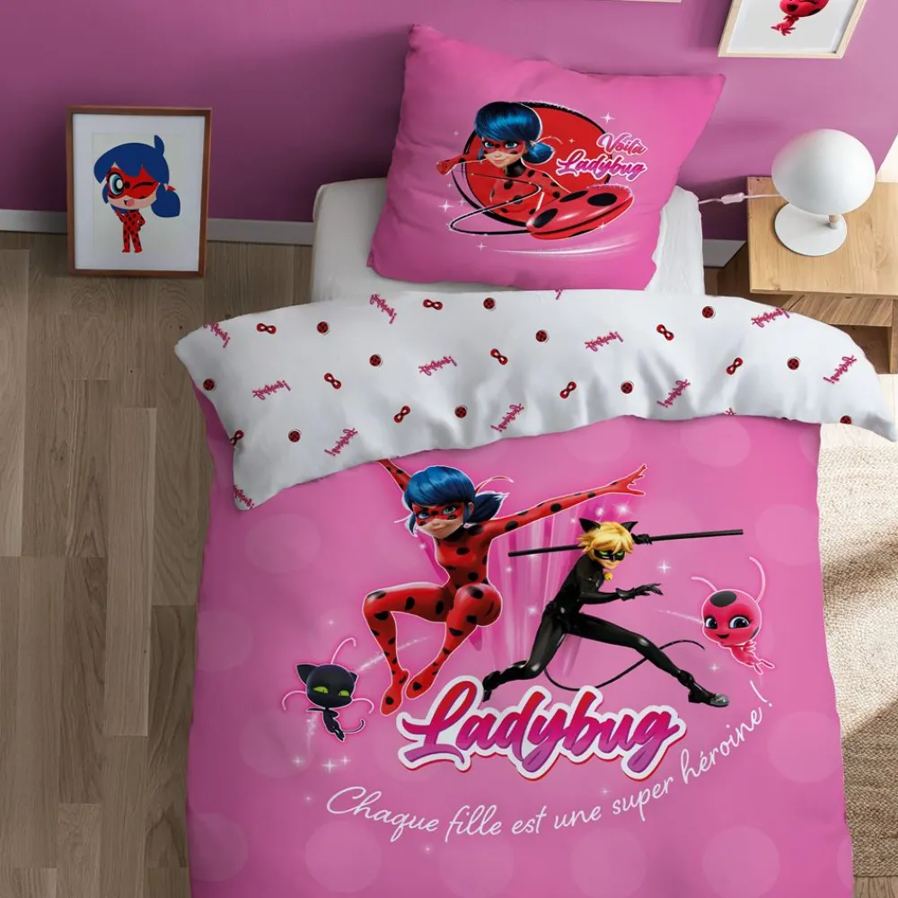 Becquet Parure de lit enfant 2 pièces Miraculous Ladybug supergirl<Enfant Univers Des Filles|Les Héros De Nos Enfants