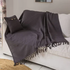 Becquet Plaid et jeté unis en coton< Décoration Textile Unie|Jeté De Canapé, Jeté De Fauteuil