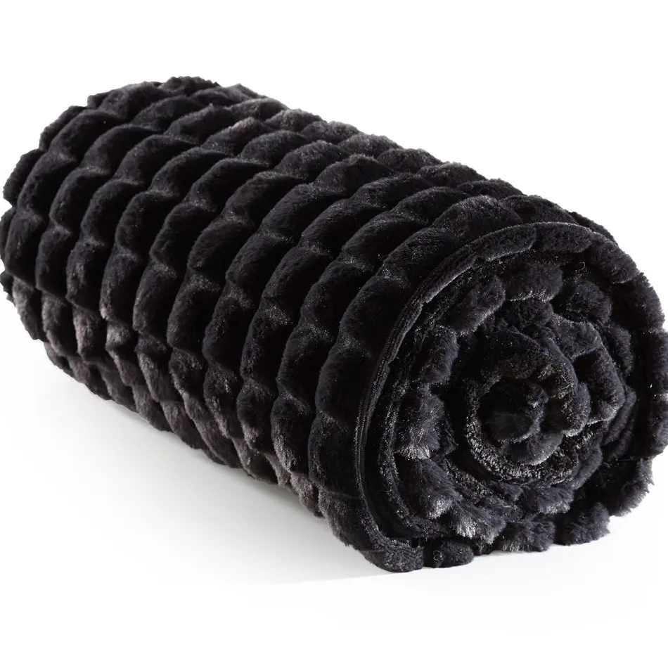 Becquet Plaid imitation fourrure effet carreaux< Rideau Et Déco Textile|Plaid