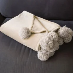 Becquet Plaid pompons en microfibre< Rideau Et Déco Textile|Plaid