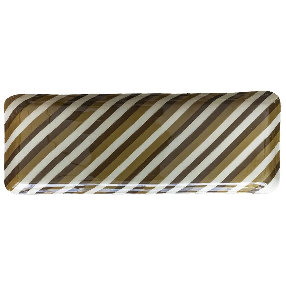 Becquet Plateau rectangulaire métal motif bayadère - CRÉATION< Décoration|Art De La Table