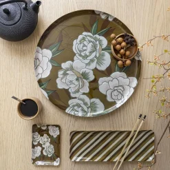 Becquet Plateau rond métal motif fleurs - CRÉATION< Décoration|Art De La Table