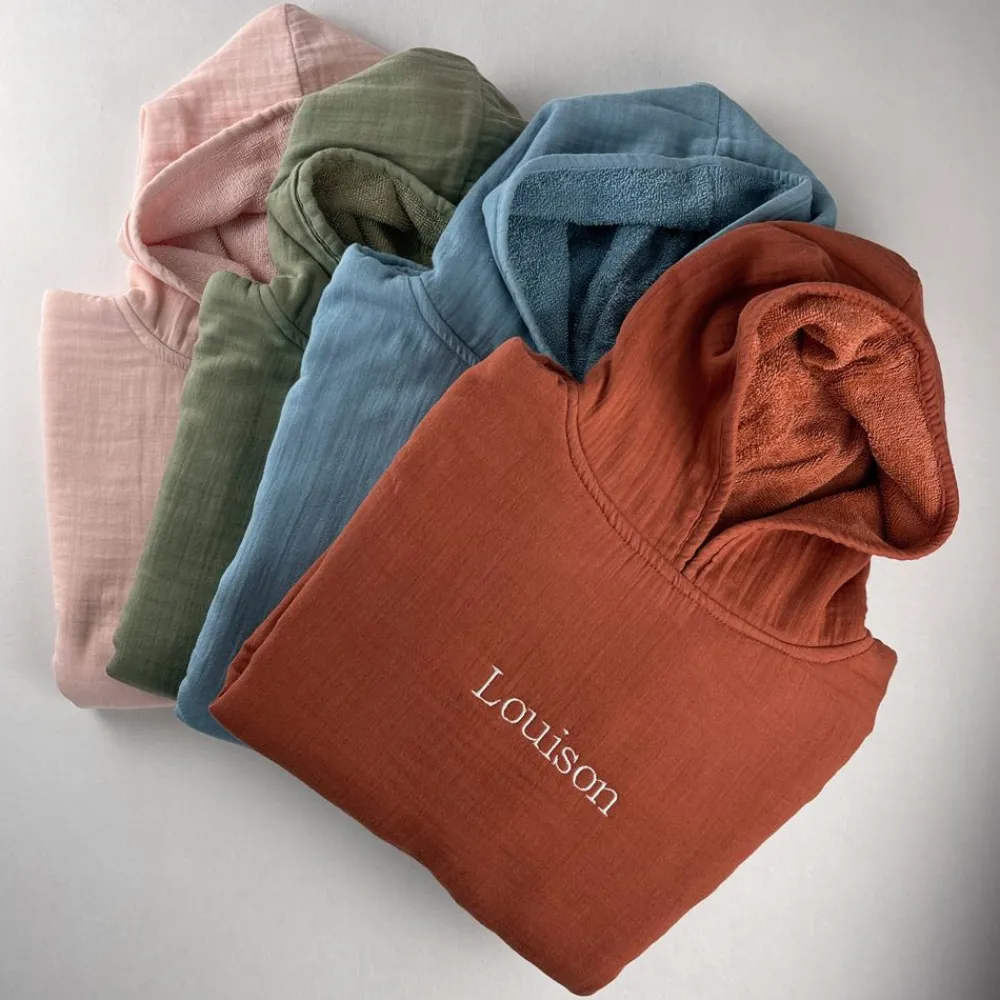 Becquet Poncho enfant personnalisable en gaze de coton – CRÉATION<Enfant Univers Des Tout-Petits|Serviette De Bain Personnalisée, Peignoir Personnalisé
