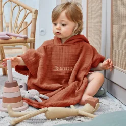 Becquet Poncho enfant personnalisable en gaze de coton – CRÉATION<Enfant Univers Des Tout-Petits|Serviette De Bain Personnalisée, Peignoir Personnalisé