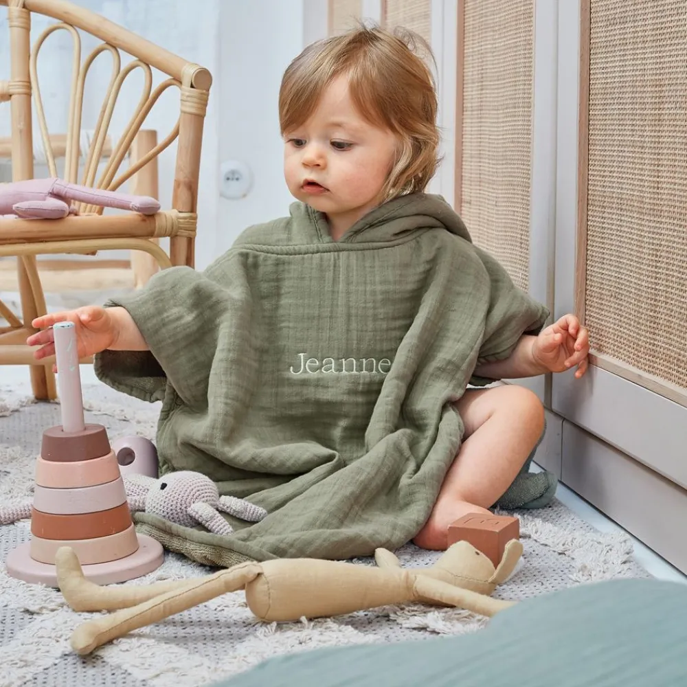 Becquet Poncho enfant personnalisable en gaze de coton – CRÉATION<Enfant Univers Des Tout-Petits|Serviette De Bain Personnalisée, Peignoir Personnalisé