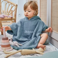Becquet Poncho enfant personnalisable en gaze de coton – CRÉATION<Enfant Univers Des Tout-Petits|Serviette De Bain Personnalisée, Peignoir Personnalisé