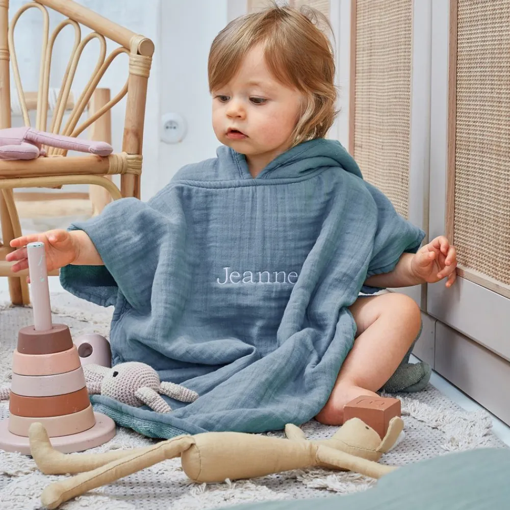 Becquet Poncho enfant personnalisable en gaze de coton – CRÉATION<Enfant Univers Des Tout-Petits|Serviette De Bain Personnalisée, Peignoir Personnalisé