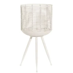 Becquet Porte-plante en métal et rotin peints< Vase, Cache-Pot|Décoration