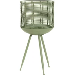 Becquet Porte-plante en métal et rotin peints< Vase, Cache-Pot|Décoration