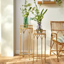 Becquet Porte-plante métal et rotin sur pieds< Vase, Cache-Pot|Décoration
