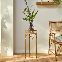 Becquet Porte-plante métal et rotin sur pieds< Vase, Cache-Pot|Décoration