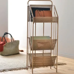 Becquet Porte-revues en métal effet cannage< Rangement, Gain De Place|Meuble, Étagère