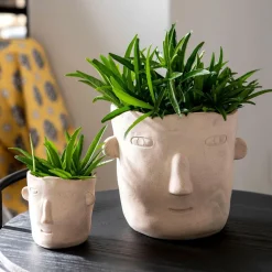 Becquet Pots en terre cuite visages< Vase, Cache-Pot|Décoration