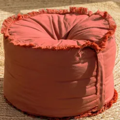 Becquet Pouf frangé< Rideau Et Déco Textile|Décoration Textile Unie