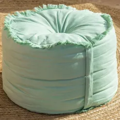 Becquet Pouf frangé< Rideau Et Déco Textile|Décoration Textile Unie