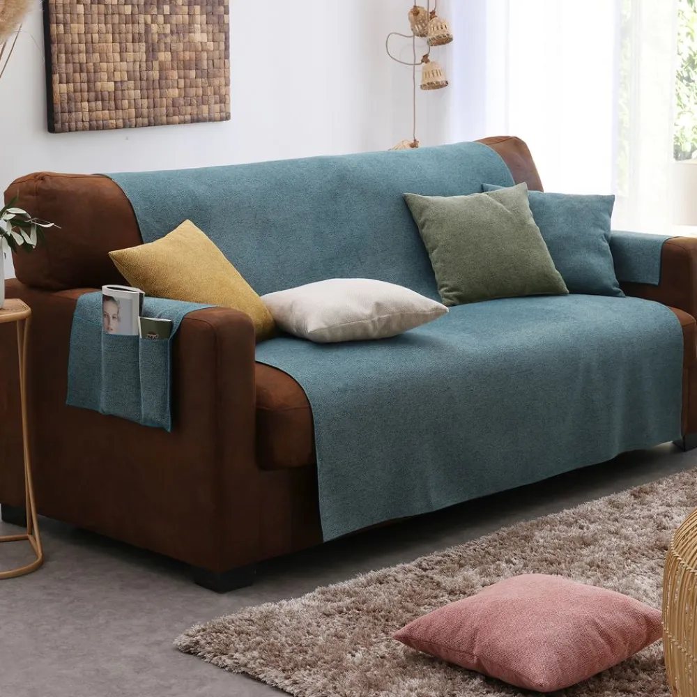 Becquet Protège-fauteuil et protège-canapé universels velours antiglisse - CRÉATION< Rideau Et Déco Textile|Décoration Textile Unie