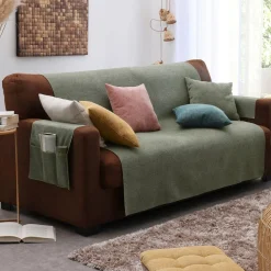 Becquet Protège-fauteuil et protège-canapé universels velours antiglisse - CRÉATION< Rideau Et Déco Textile|Décoration Textile Unie