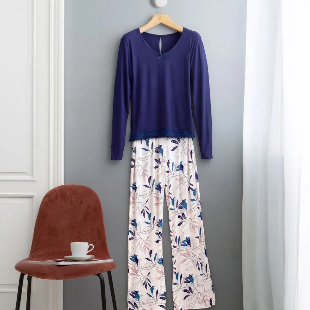 Becquet Pyjama femme imprimé végétal - CRÉATION<Femme Pyjama Femme|Pyjama, Liquette, Nuisette
