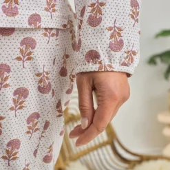 Becquet Pyjama femme jersey motif fleurs et pois<Femme Pyjama Femme|Les Matières