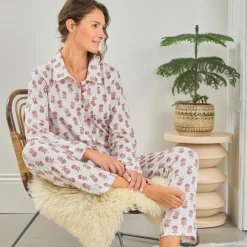 Becquet Pyjama femme jersey motif fleurs et pois<Femme Pyjama Femme|Les Matières