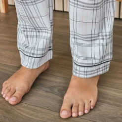 Becquet Pyjama femme jersey uni et carreaux<Femme Pyjama Femme|Les Matières