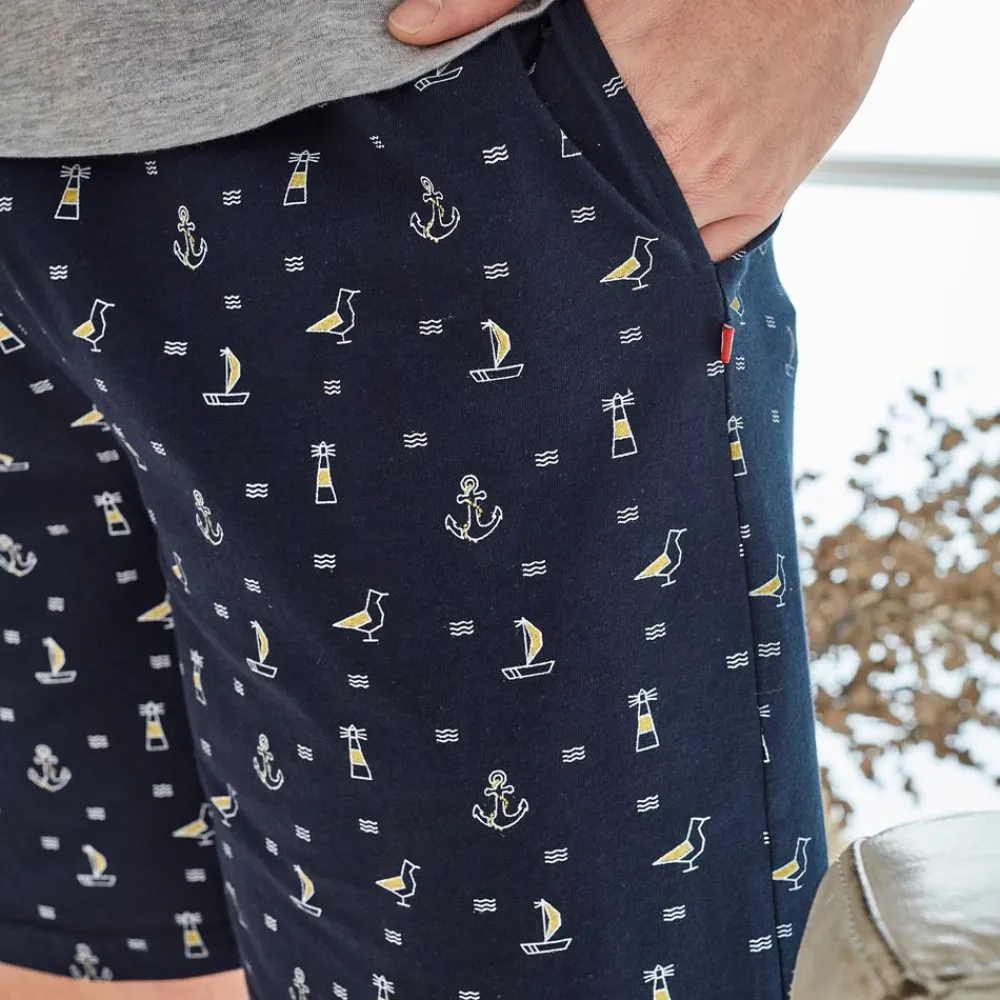 Becquet Pyjama short homme micromotifs marins - DODO HOMEWEAR<Homme Pyjama Homme|Les Matières