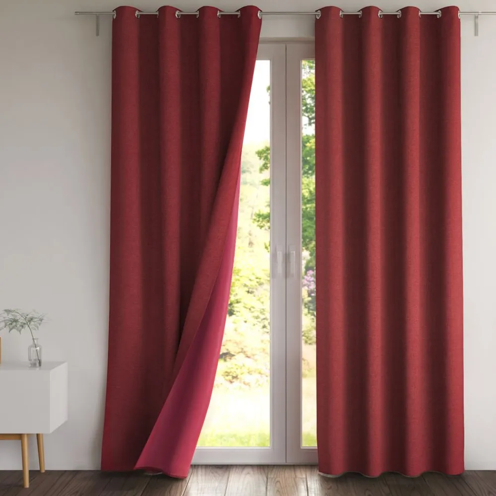 Becquet Rideau et métrage occultants thermiques natté chambray- dos couleur< Décoration Textile Unie|Rideau Occultant Lumière, Rideau Occultant Thermique
