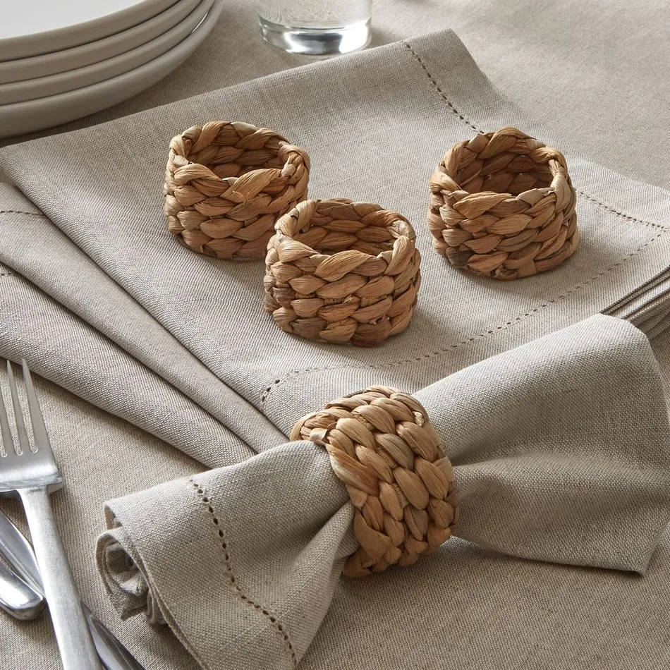 Becquet Ronds de serviette en jacinthe d'eau tressée - lot de 4< Décoration|Art De La Table