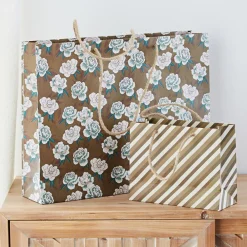 Becquet Sacs cadeau à fleurs et rayures - Lot de 2< Bagagerie|Bagagerie