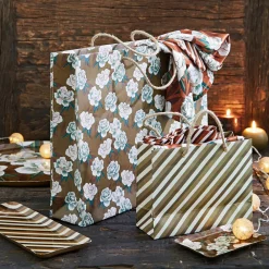 Becquet Sacs cadeau à fleurs et rayures - Lot de 2< Bagagerie|Bagagerie