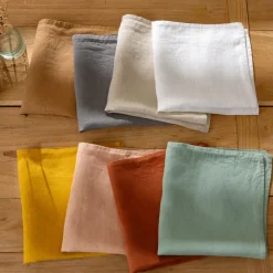 Becquet Serviettes de table en lin lavé - lot de 3< Serviette De Table|Nappe Unie