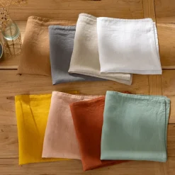 Becquet Serviettes de table en lin lavé - lot de 3< Serviette De Table|Nappe Unie