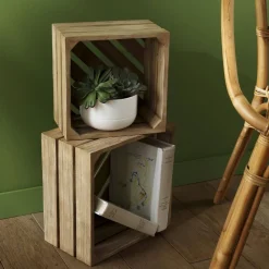 Becquet Set de 2 caisses déco gigognes en bois< Boîte, Panier|Décoration